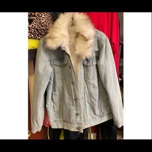 Faux Fur Denim Jacket